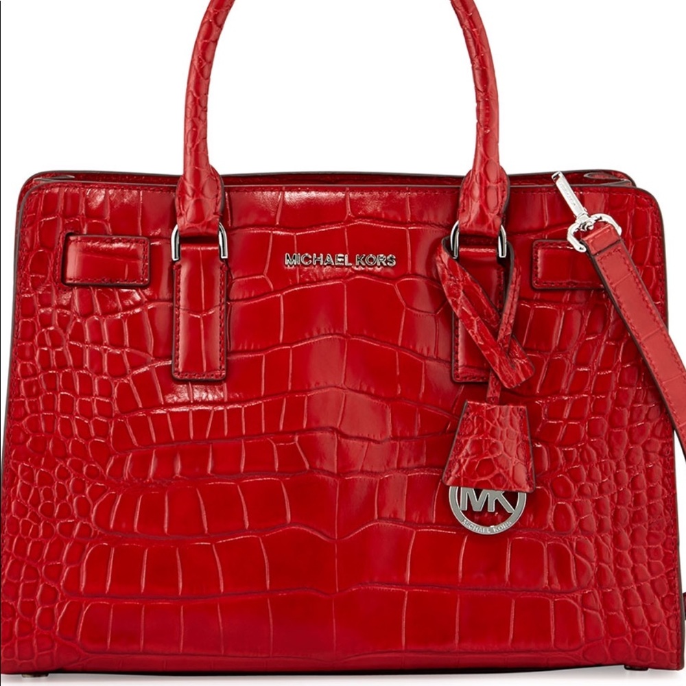 Michael Kors Red Crocodile large Dillon Satchel